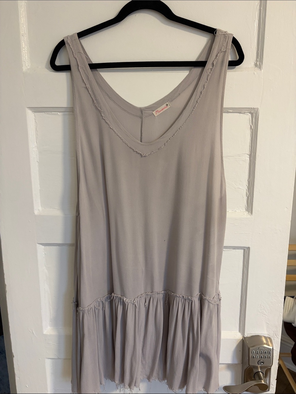 Free People Light Gray Ruffled-Hem Mini Dress